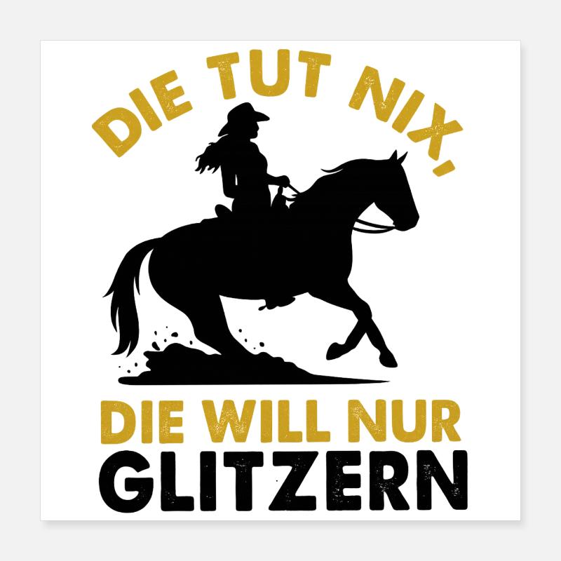 Arrêt de glisse avec cheval western et cavalier Poster 40 x 40 cm