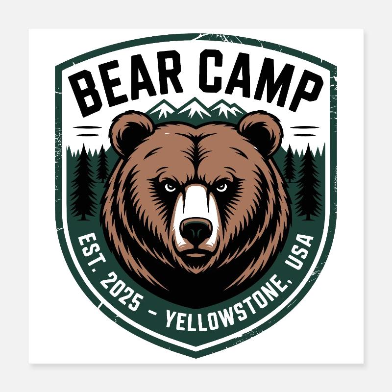 Bear Camp Patch, Yellowstone, USA Poster 40x40 cm