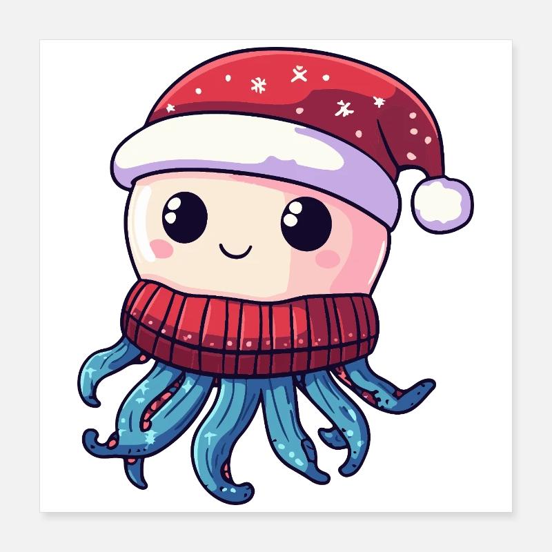 Qualle Weihnachten Poster 40x40 cm