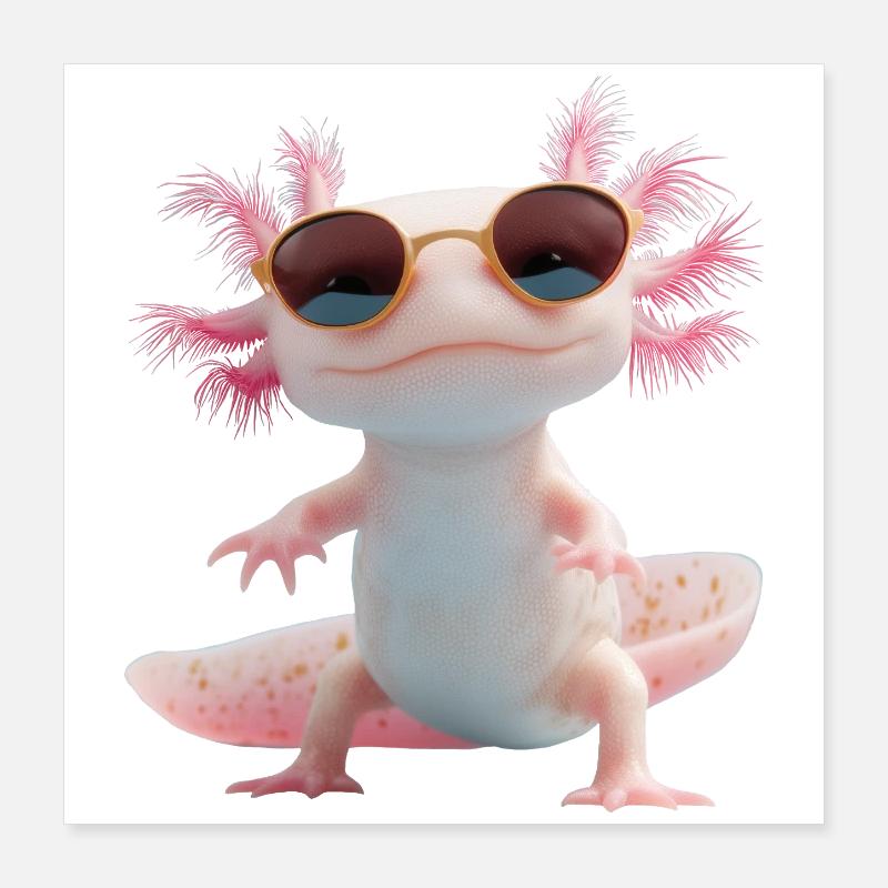 Axolotl avec lunettes de soleil Poster 40 x 40 cm