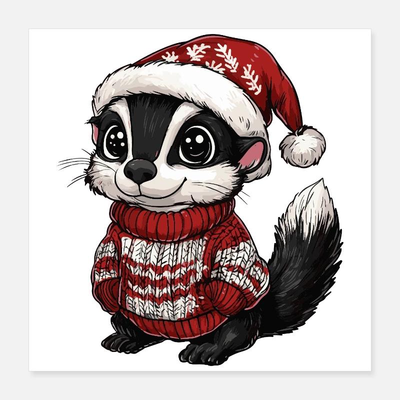 Noël de Noël moufette Poster 40 x 40 cm
