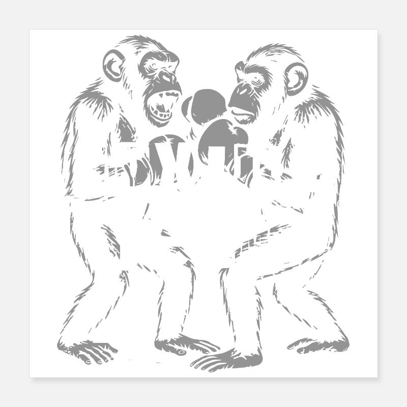 Schimpansen-Boxteam Poster 40x40 cm