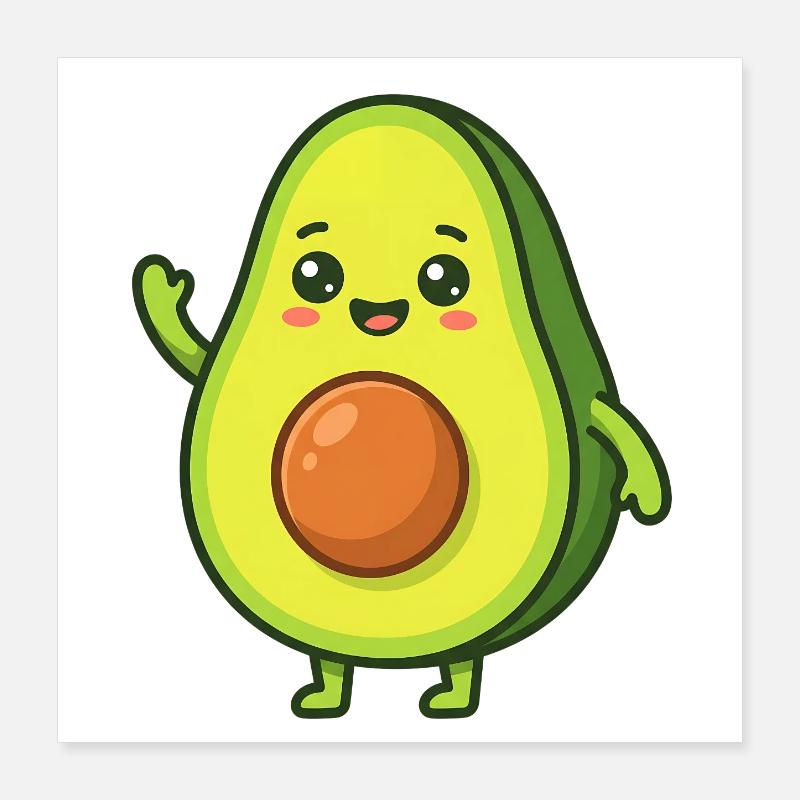 Joyeux dessin animé Avocado Poster 40 x 40 cm