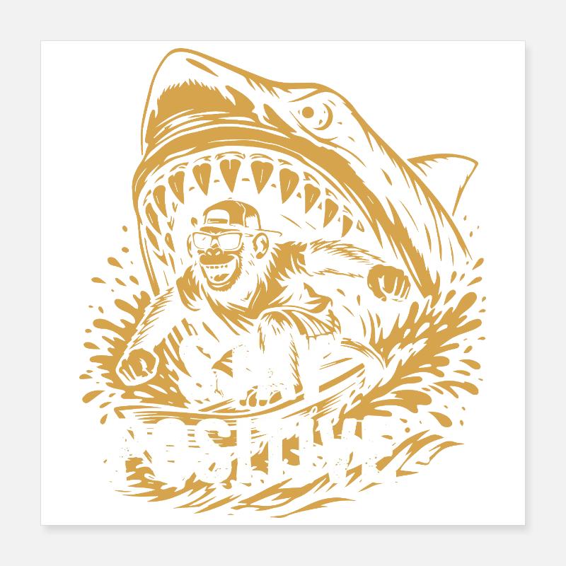 Bleib positiv, Shark Splash Poster 40x40 cm