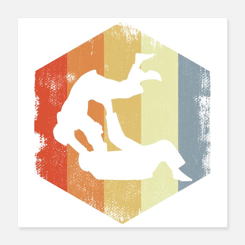 Vintage Judo Kämpfer Poster 40x40 cm