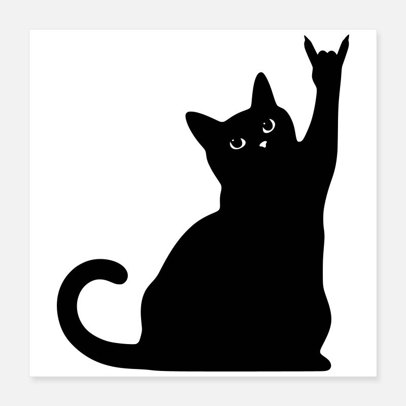 Schwarze Katze – Devil Horns Silhouette Poster 40x40 cm