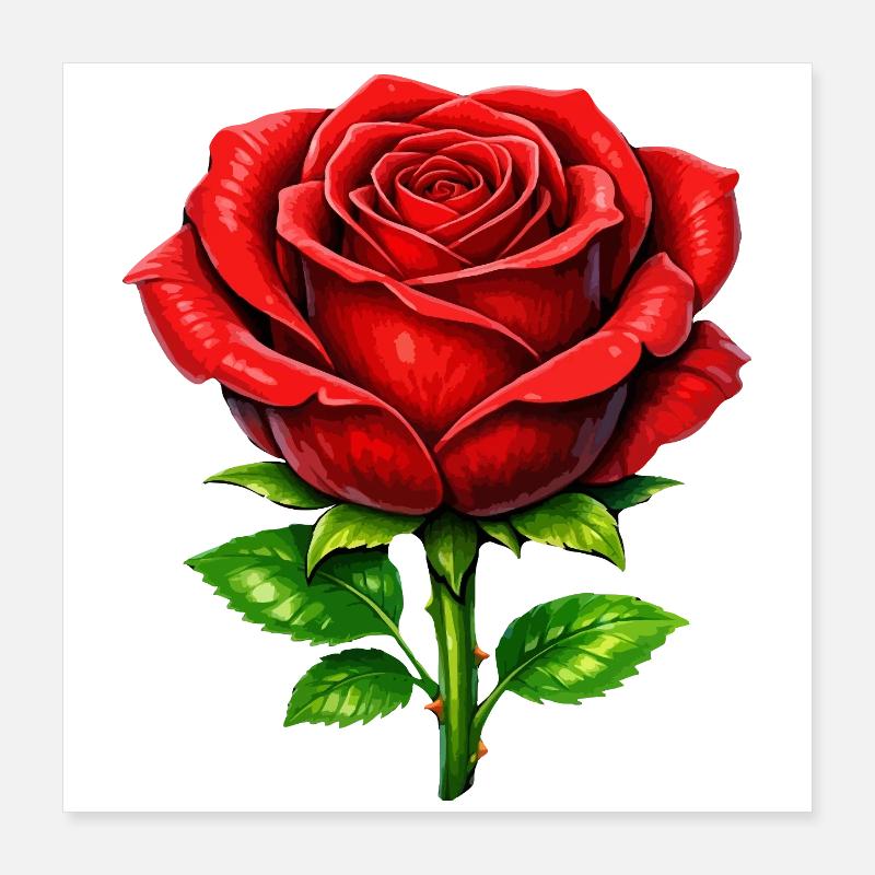 Élégance de la Rose Rouge Poster 40 x 40 cm