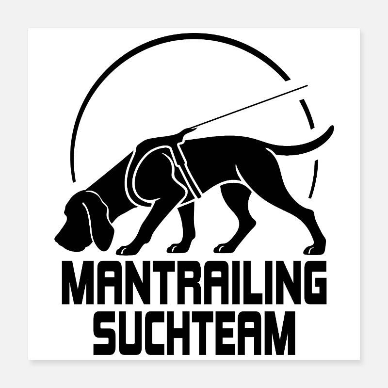 Bloodhound Mantrailing Suchteam Hunde Wilsigns Poster 40x40 cm