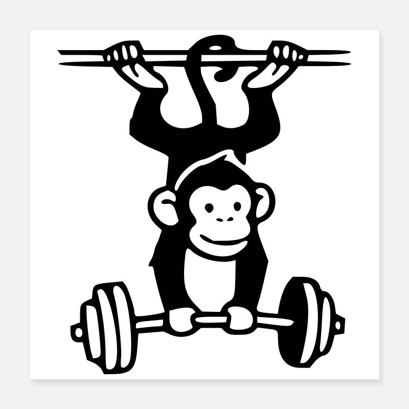 Primate Power - Gym Affe  Poster 40x40 cm