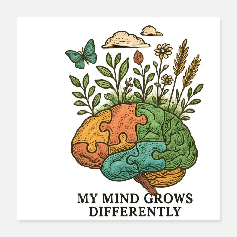 Le cerveau évolue différemment Poster 40 x 40 cm