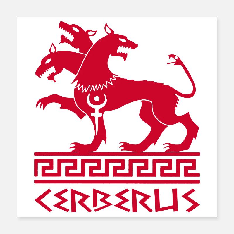 Roter Cerberus-Hund Poster 40x40 cm