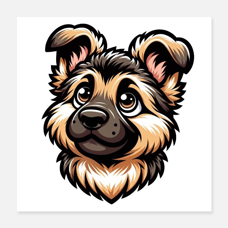 Deutscher Schäferhund Süßer Hunde-Welpe Design Poster 40x40 cm