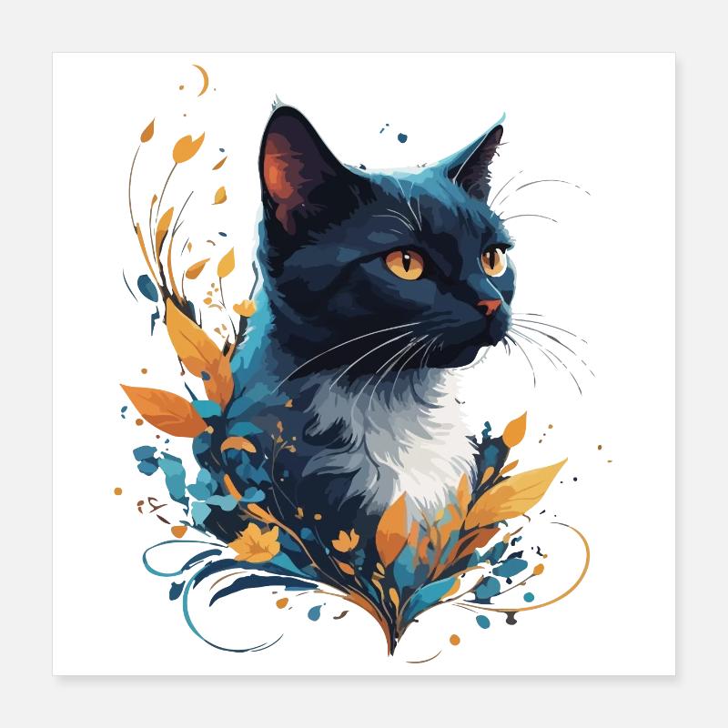Chat coloré Poster 40 x 40 cm