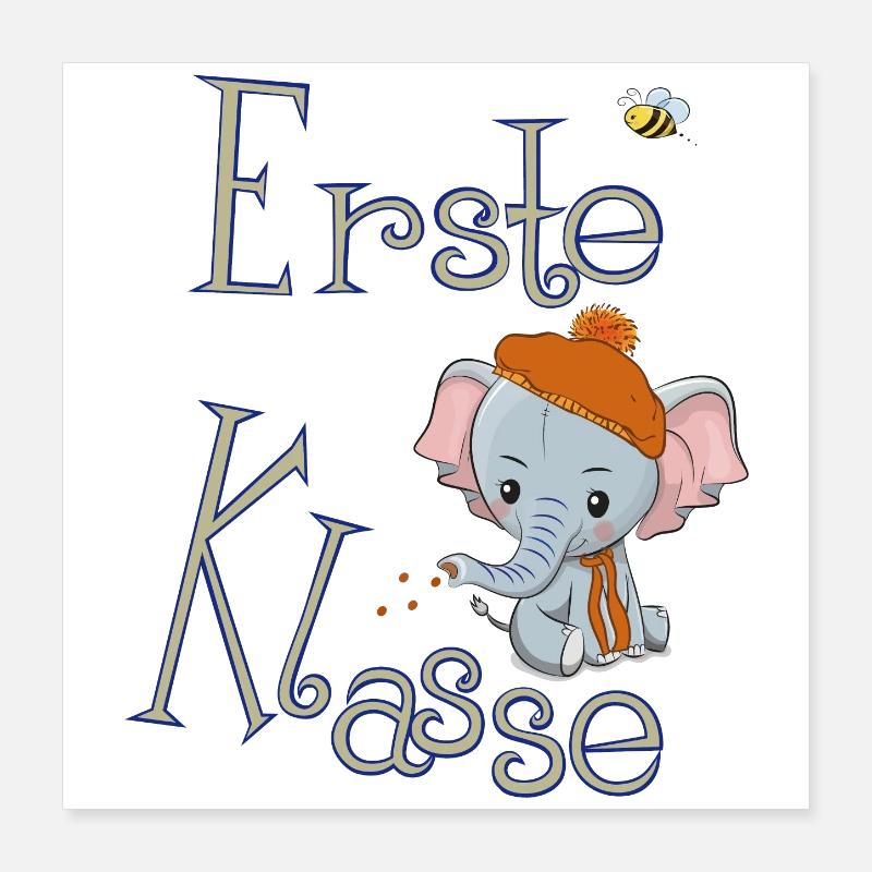 Première classe, éléphant Poster 40 x 40 cm