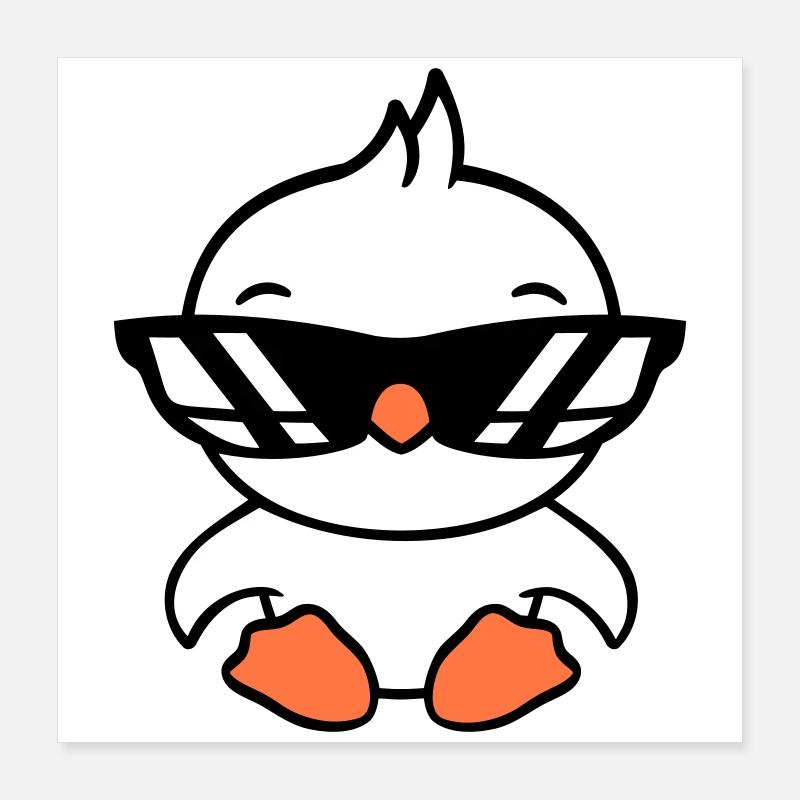 Lunettes de soleil oiseau Cool Noir Lunettes Coolness Poster 40 x 40 cm