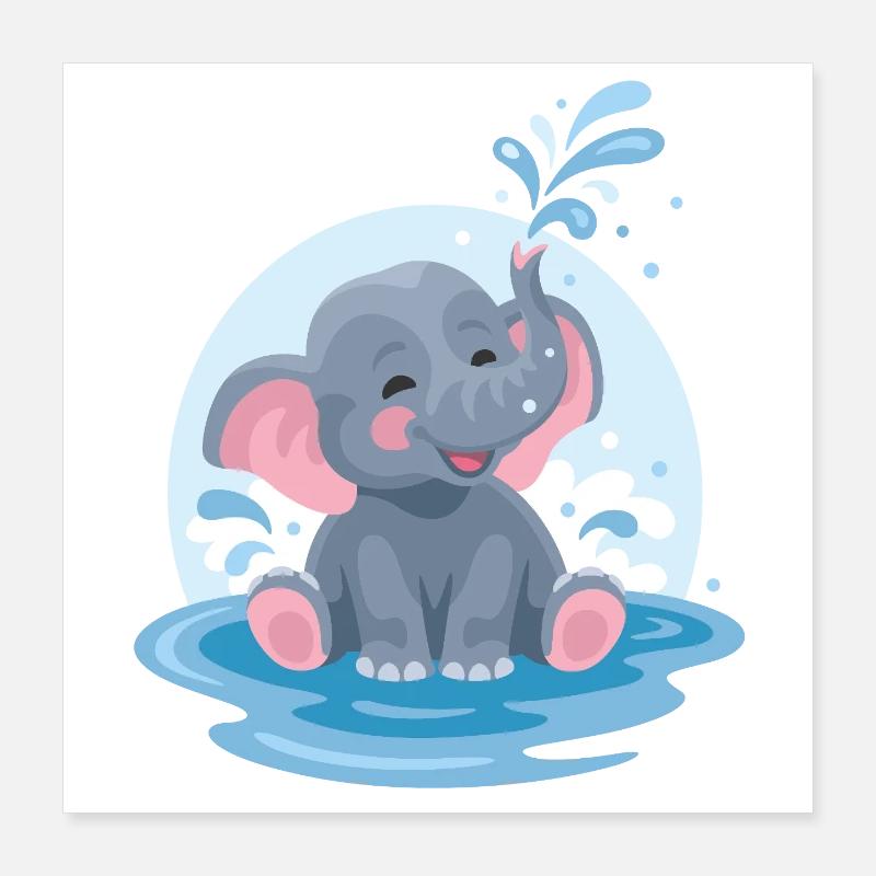 Kleiner Elefant Poster 40x40 cm