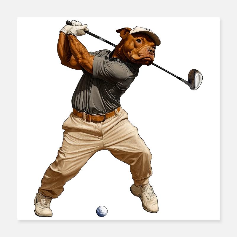 Golfeur Pitbull Poster 40 x 40 cm