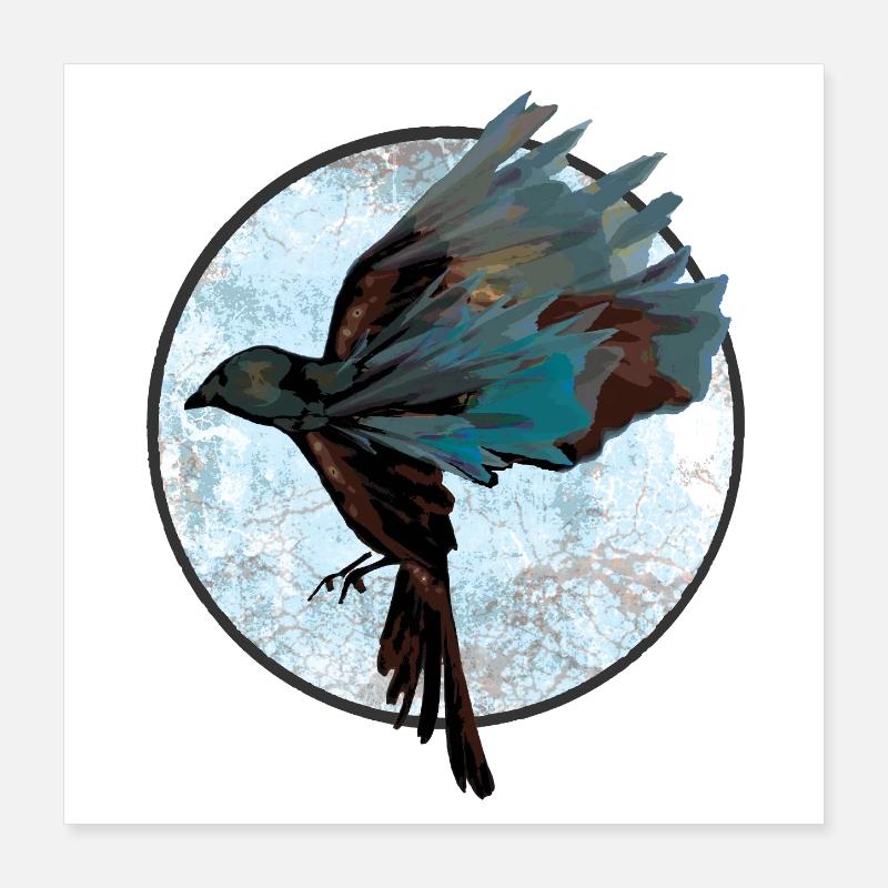 Fantasy bird illustration with color explosion Poster 16" x 16" (40x40 cm)
