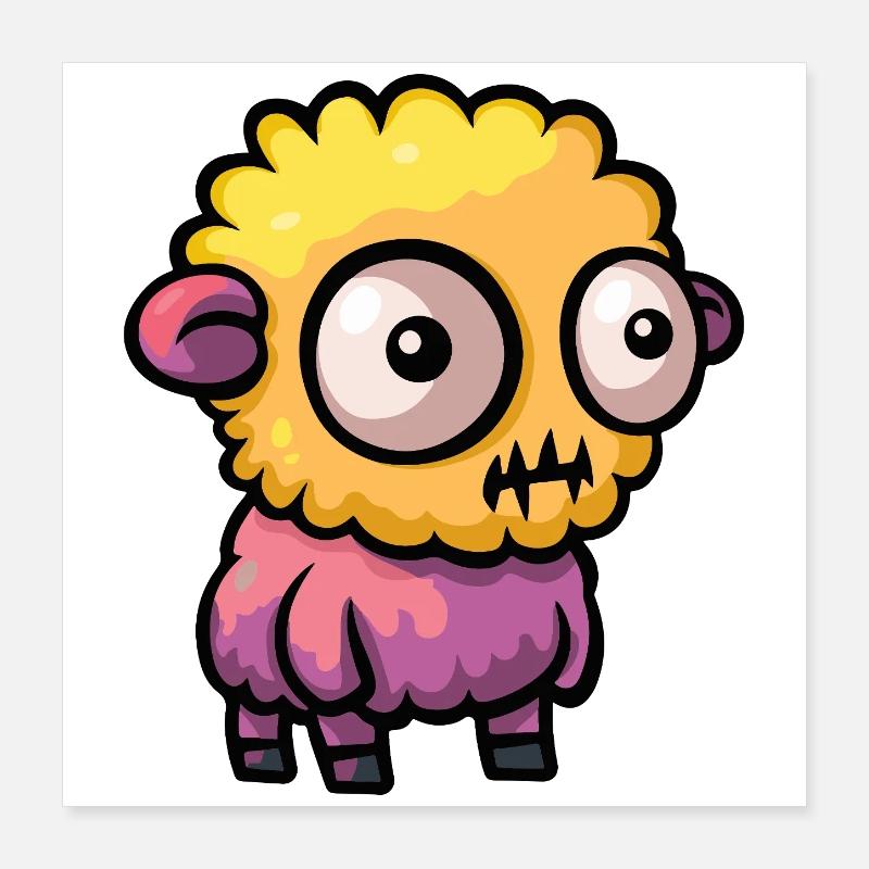 Schaf Halloween Comic Zombie Poster 40x40 cm