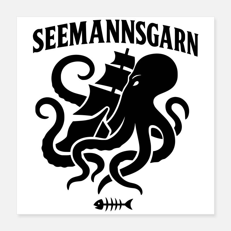 Fil de marin mer maritime octopus navire Poster 40 x 40 cm