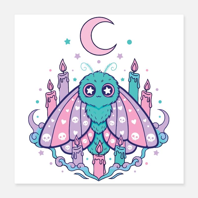 Pastel Kawaii Gothic Moth Poster 16" x 16" (40x40 cm)