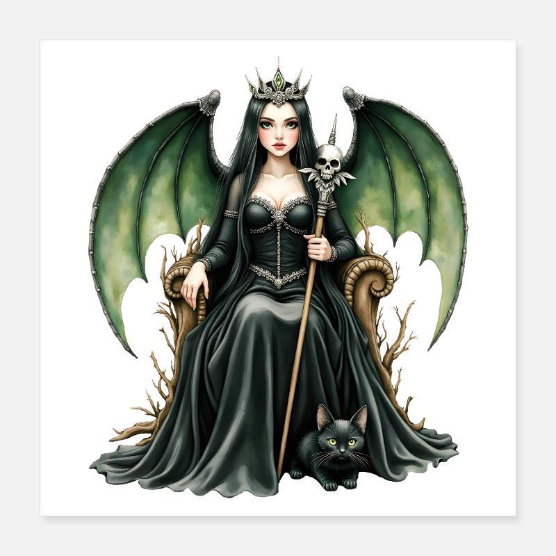 Winged Dark Queen with Staff Poster 16" x 16" (40x40 cm)