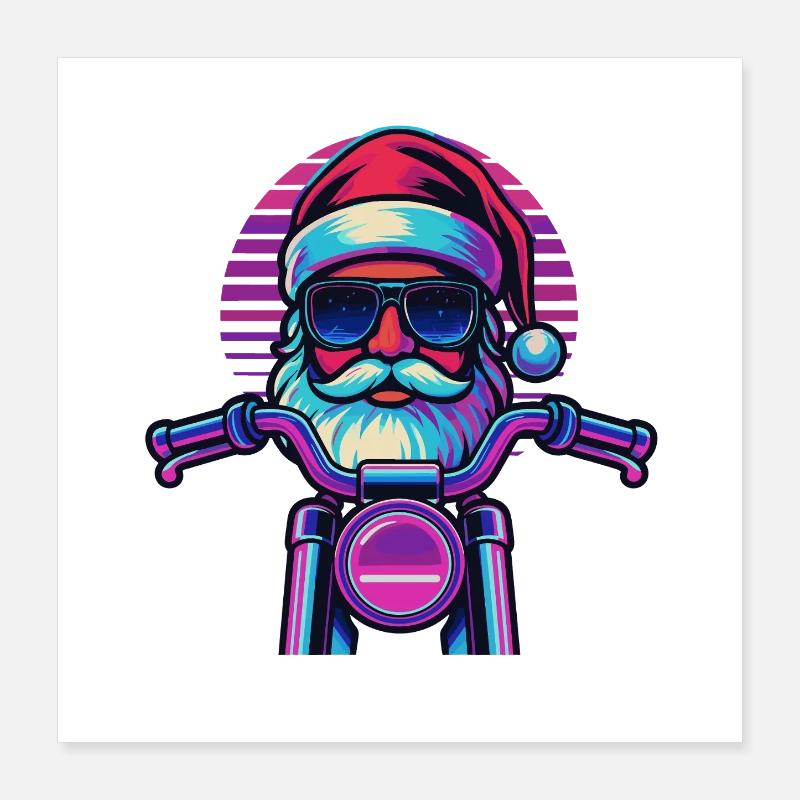 Weihnachtsmann Motorrad Biker Geschenk Lustig Poster 40x40 cm