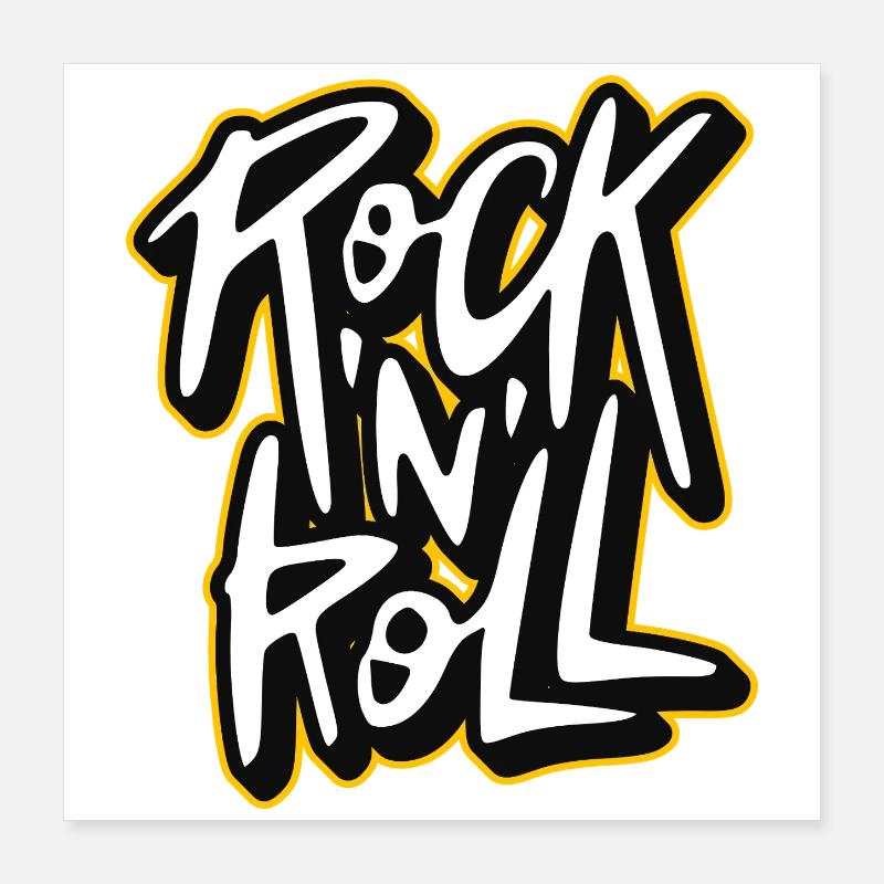Rock 'n' Roll Graffiti-Stil Skript-Logo Poster 40x40 cm