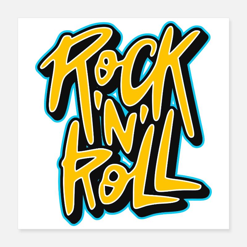 Graffiti Rock 'n' Roll Text-Logo Poster 40x40 cm