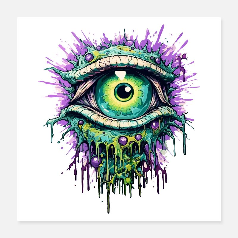Psychedelisch Auge Farbenfroh LSD Drogen Trip Poster 40x40 cm