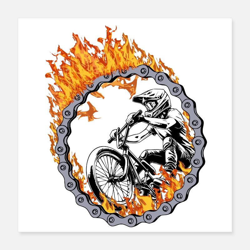 BMX Rider Fire Ring Poster 16" x 16" (40x40 cm)