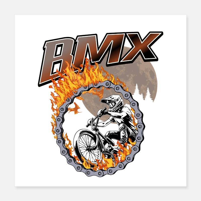 BMX Rider Fire Ring Poster 16" x 16" (40x40 cm)