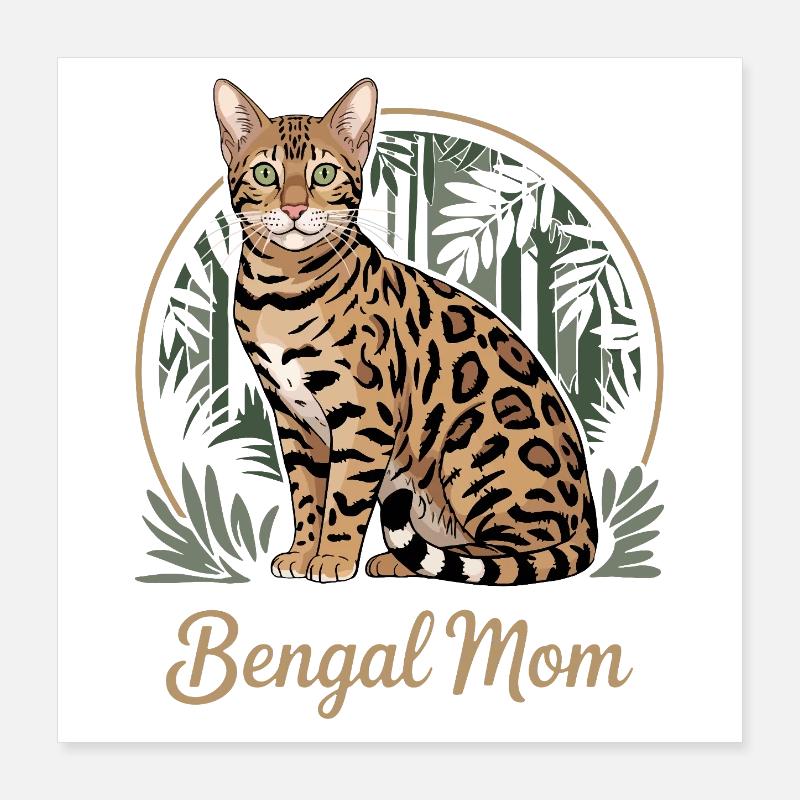 Mignonne maman chatte Bengalie Poster 40 x 40 cm