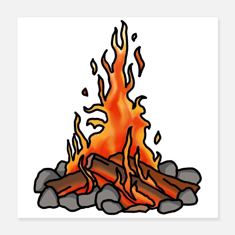 Feu de camp Poster 40 x 40 cm