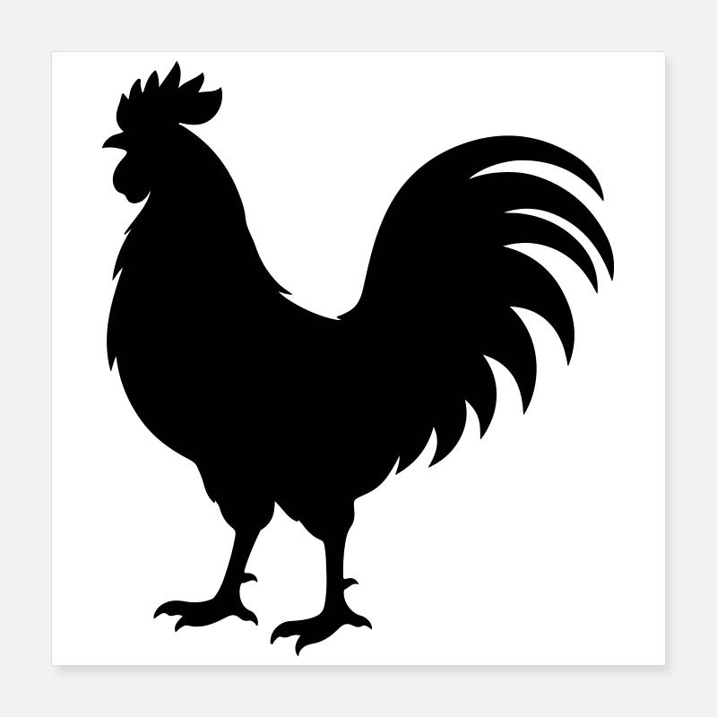 Rooster Silhouette Poster 16" x 16" (40x40 cm)