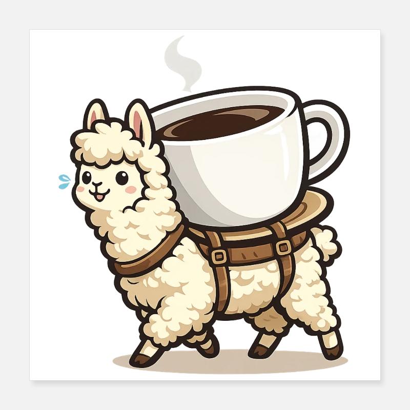 Kaffee Llama Trage-Design Poster 40x40 cm