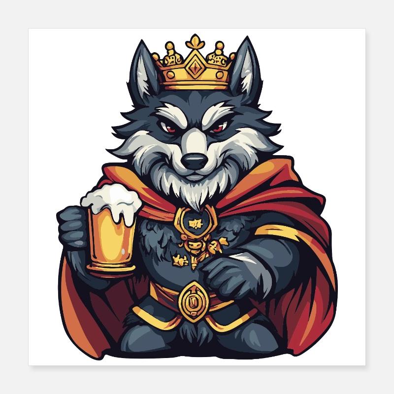 Wolf Bier König Poster 40x40 cm