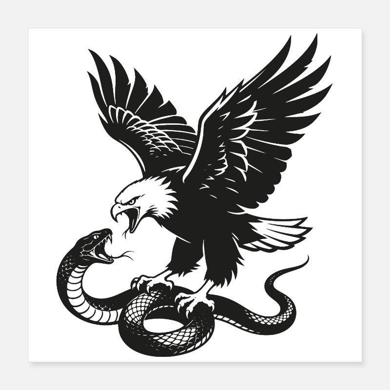 Silhouette d’aigle contre serpent Poster 40 x 40 cm