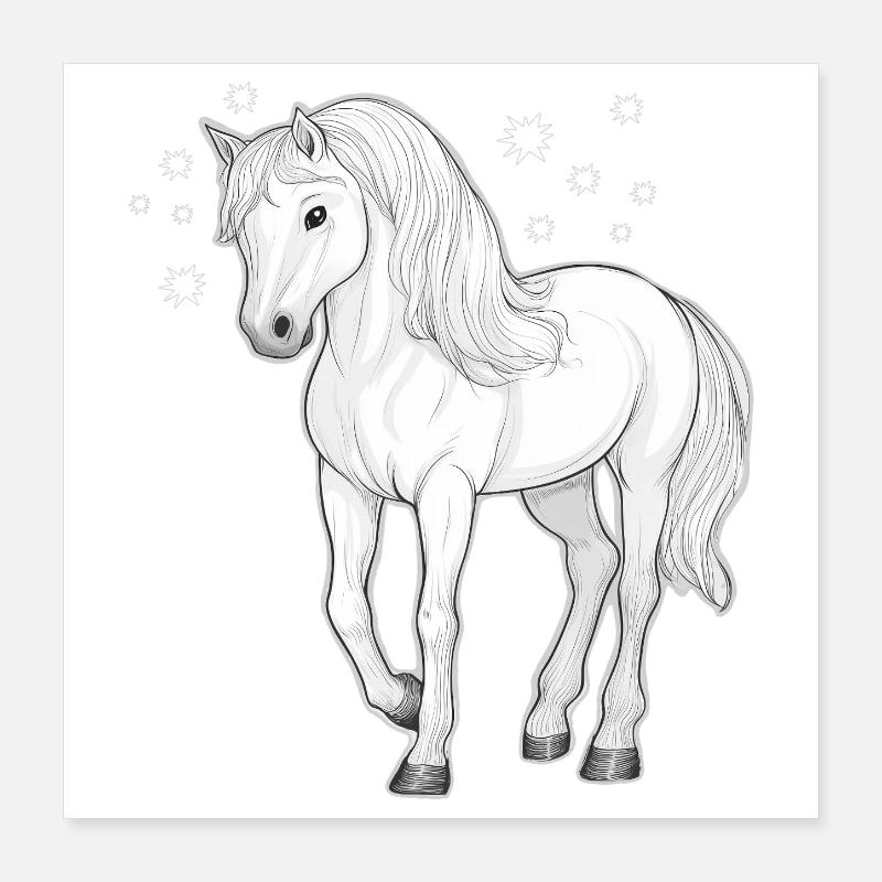 Cheval avec des étoiles Poster 40 x 40 cm