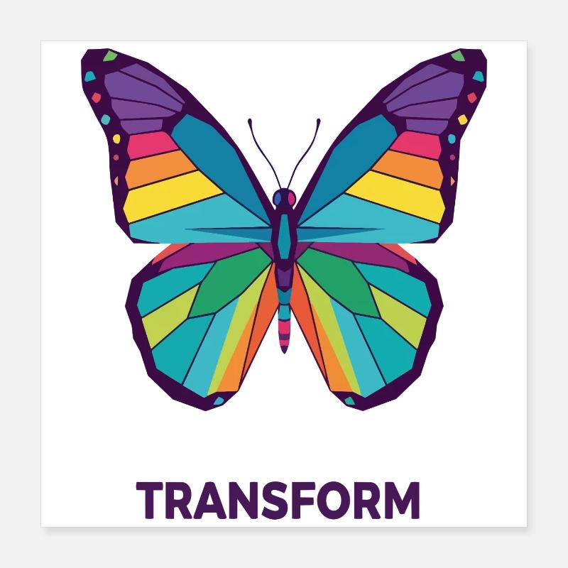 Rainbow Geometric Butterfly Poster 16" x 16" (40x40 cm)