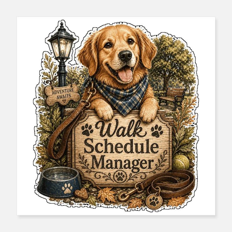 Walk Schedule Manager Hund Poster 40x40 cm