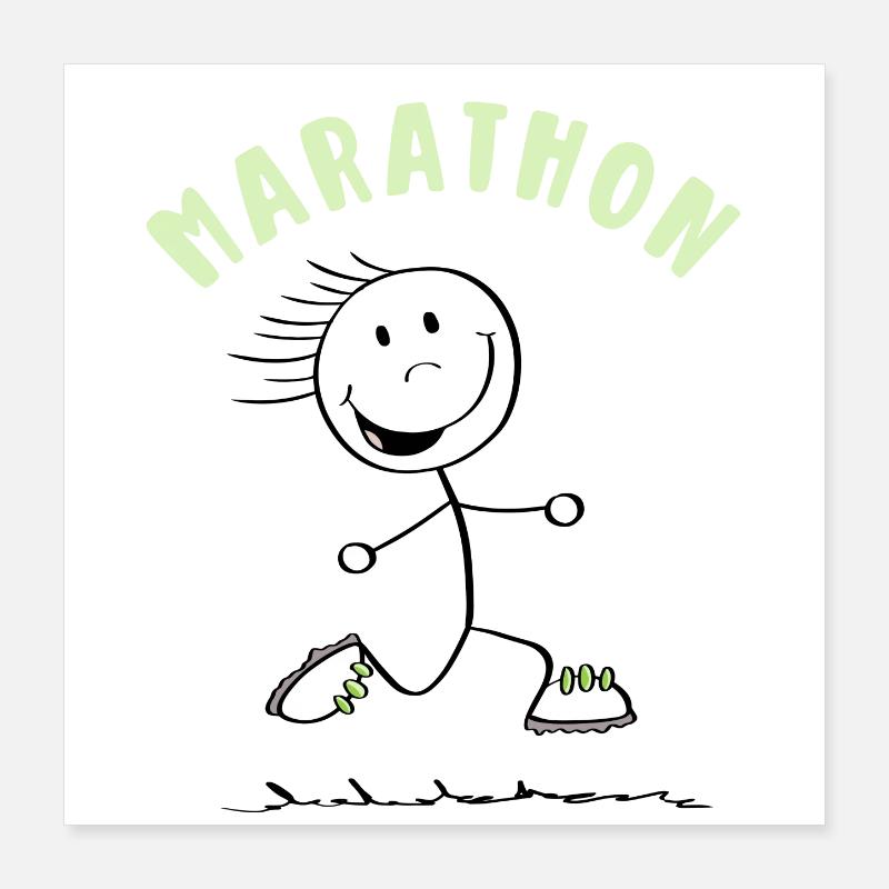 Funny marathon runner - stick figure Poster 16" x 16" (40x40 cm)