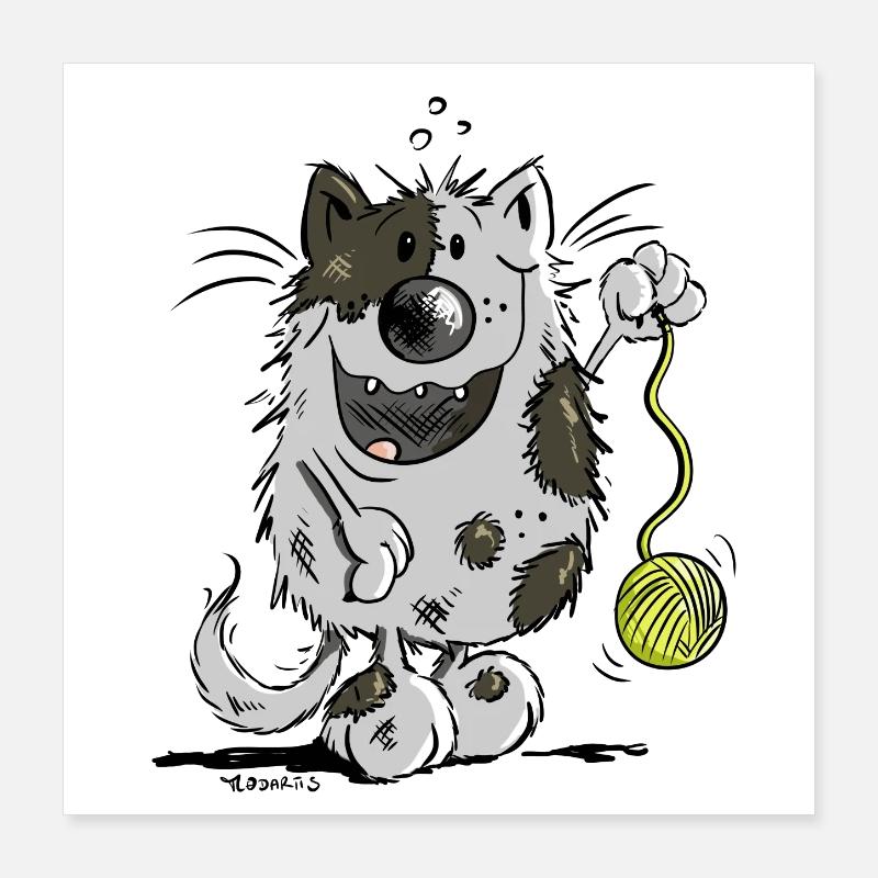 Mignon chat comique Poster 40 x 40 cm