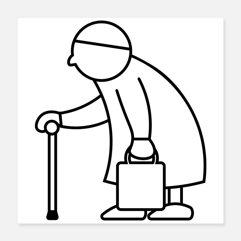 Alte Dame mit Einkaufstasche Poster 40x40 cm