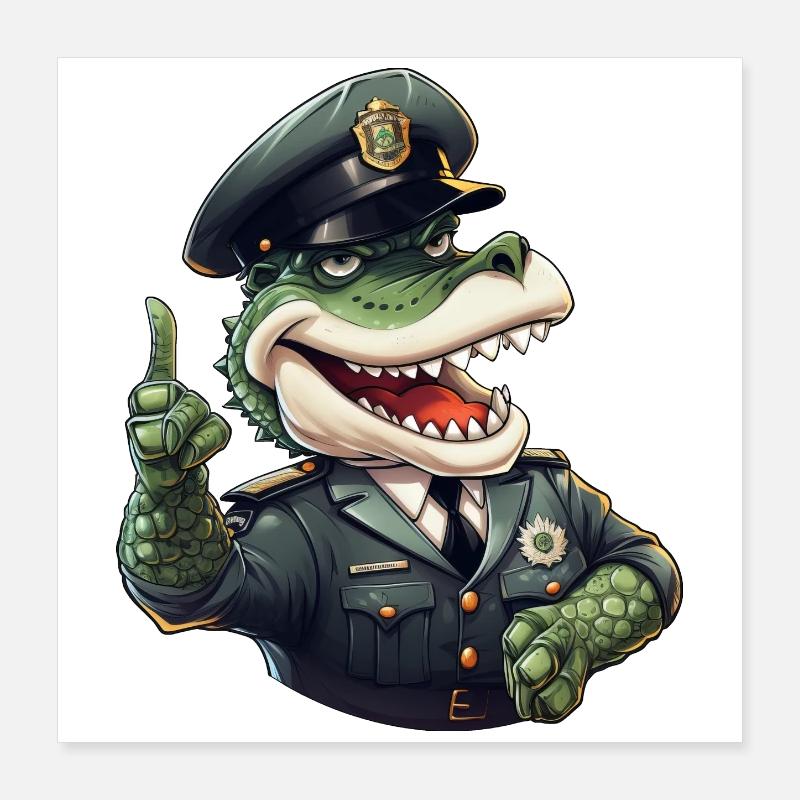 Crocodile Policeman Poster 16" x 16" (40x40 cm)