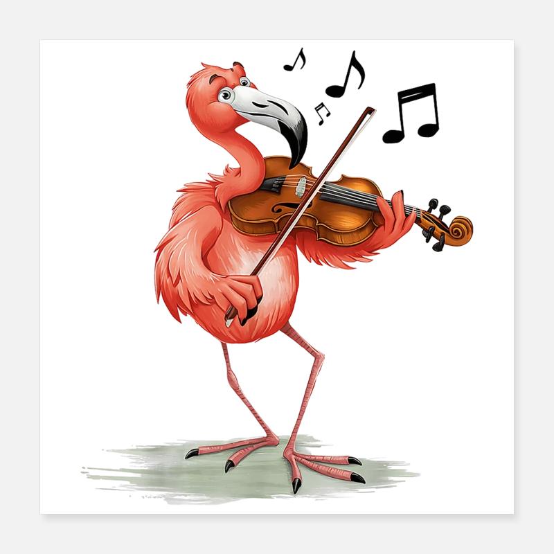 Flamingo Violinist Poster 16" x 16" (40x40 cm)