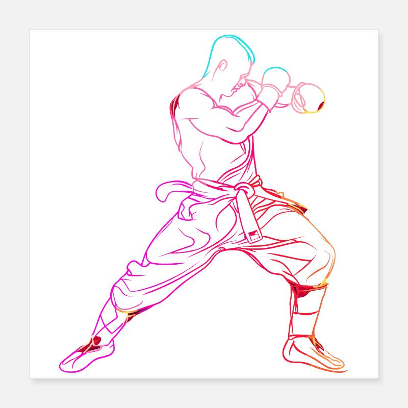 Oldschool Kickboxer Poster 16" x 16" (40x40 cm)
