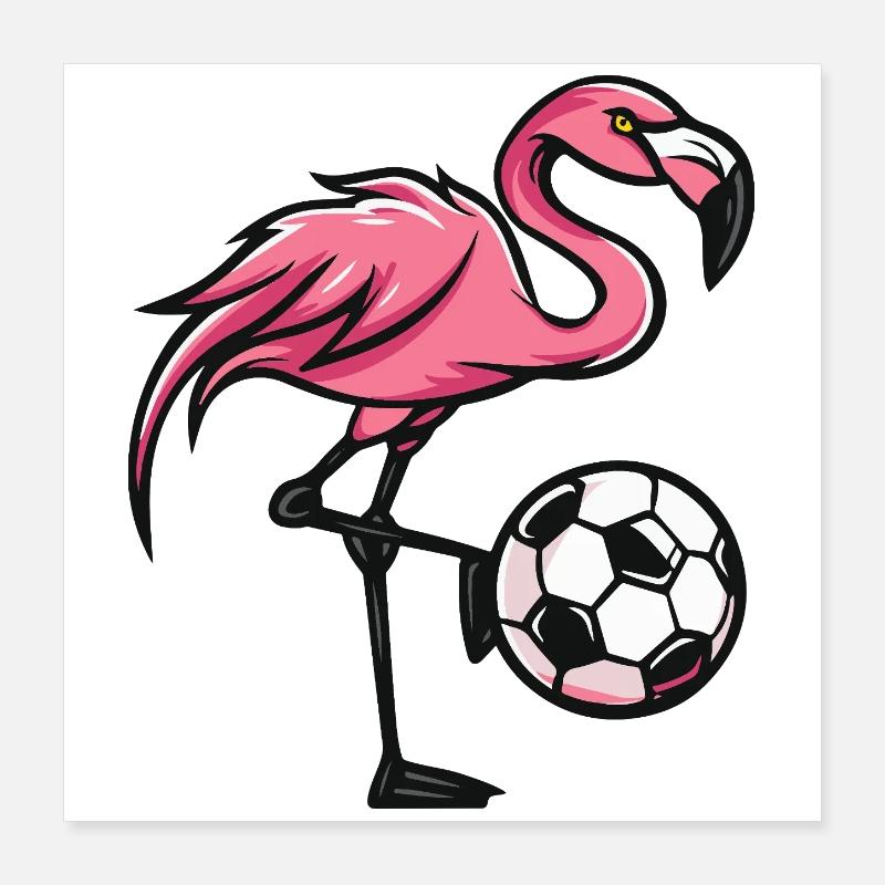 Flamingo Football Comic Poster 40 x 40 cm