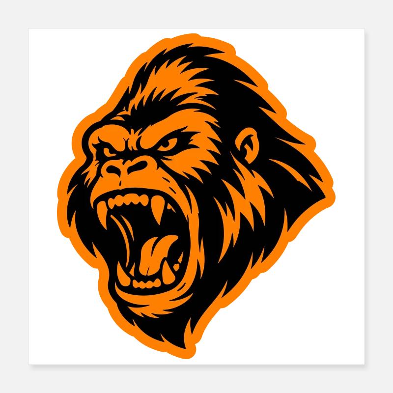 Gorilla Kopf Poster 40x40 cm