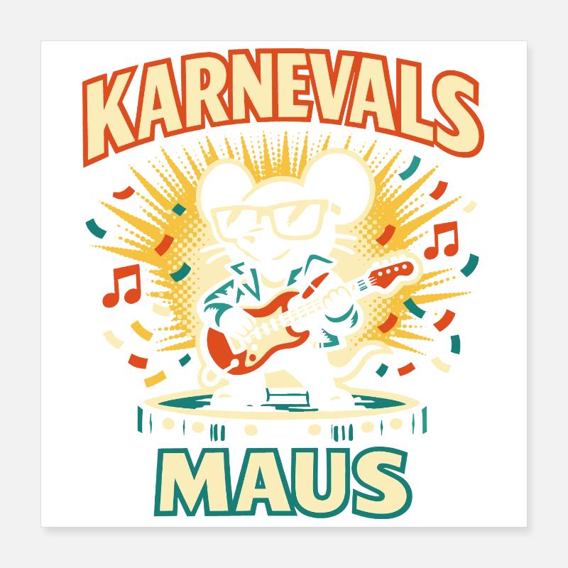 Karneval Mouse Rock Köln Geschenk Süß Poster 40x40 cm